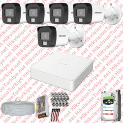 Hikvision 05 Kameralı Colorvu Hibrit Güvenlik Kamerası